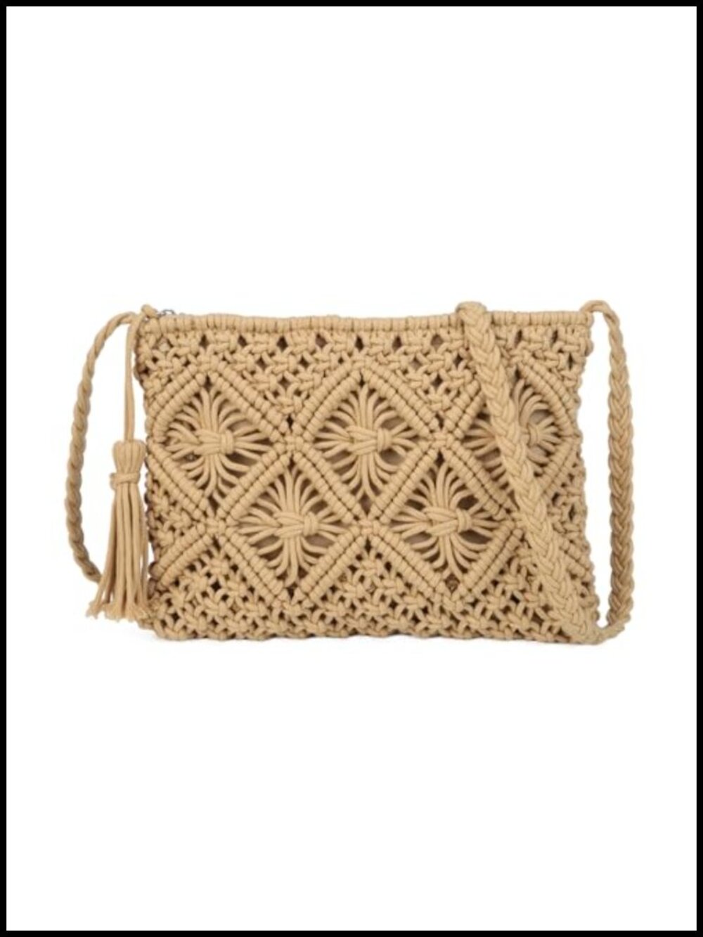 Bohemian Woven Crossbody Bag with Zipper - Small Shoulder Purse for Women
